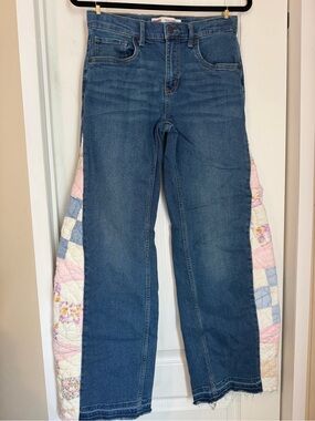 Levis Up Cycled Women’s Blue Denim Jeans with Pastel Patchwork Side Panels